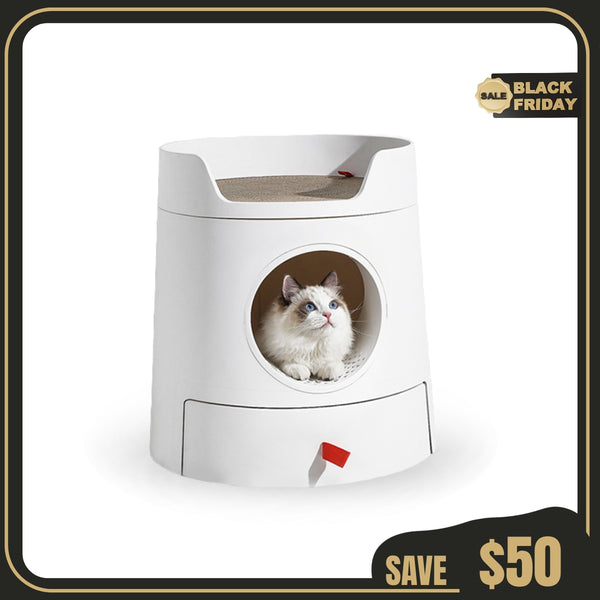 Castle 2 in 1 Cat Litter Box with Cat Scratching Board