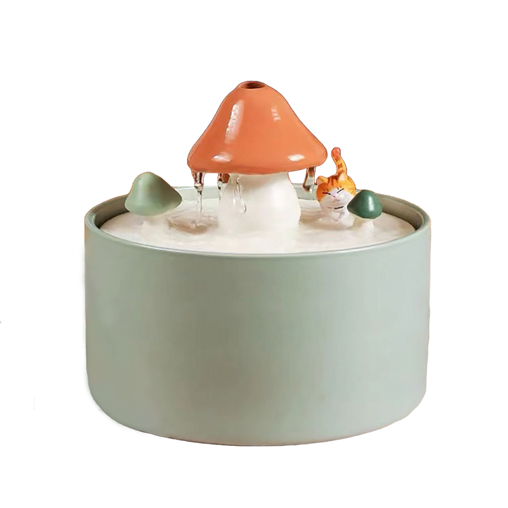 Mushroom Cat Water Fountain Ceramic Mushroom Design for Cats